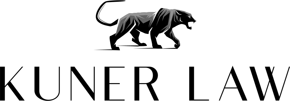 A stylized black panther above the text "Kuner Law" in bold, uppercase letters, representing a trusted law firm Mississauga residents can rely on.
